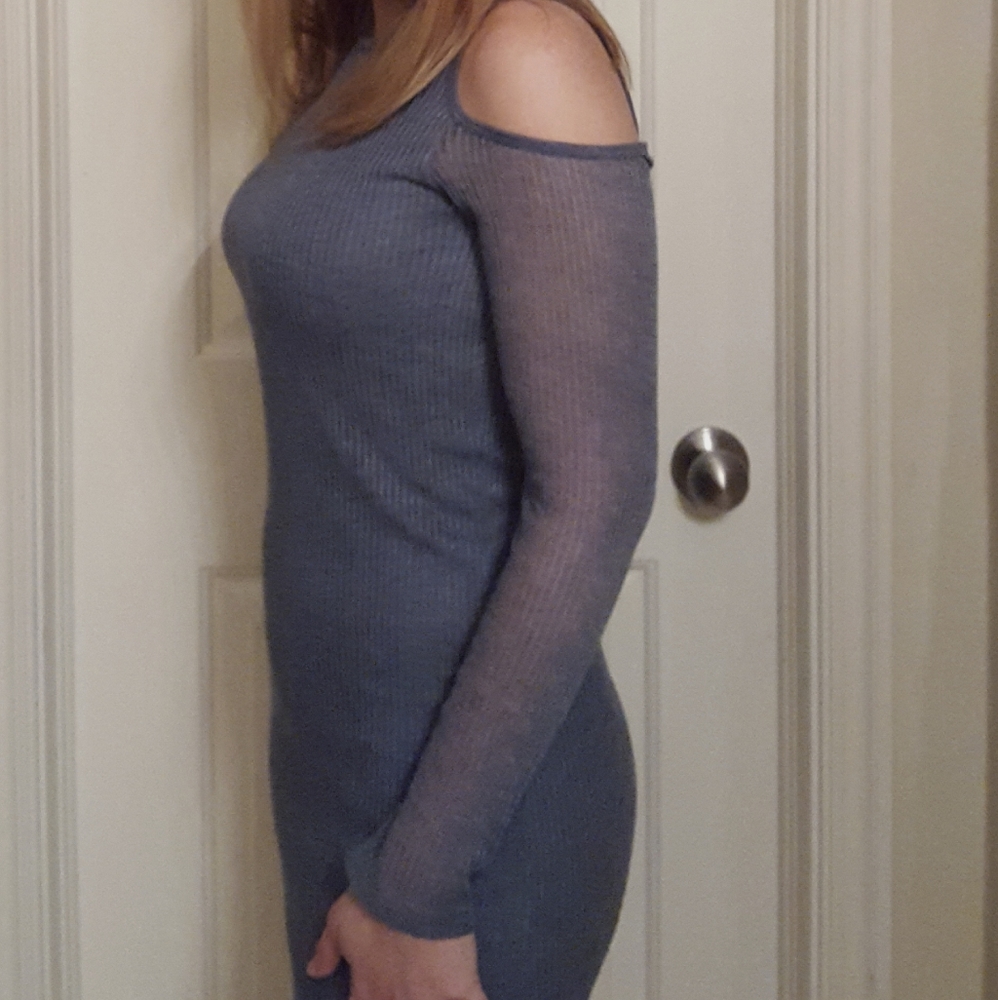 Blue cold shoulder dress